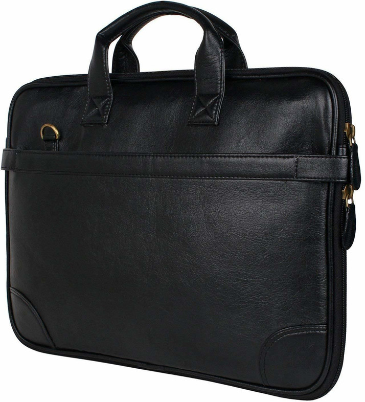 black leather office bag
