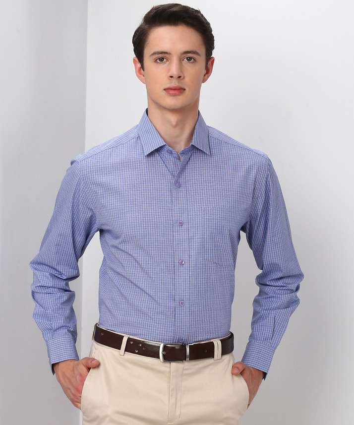 John Players Men Checkered Formal Blue 