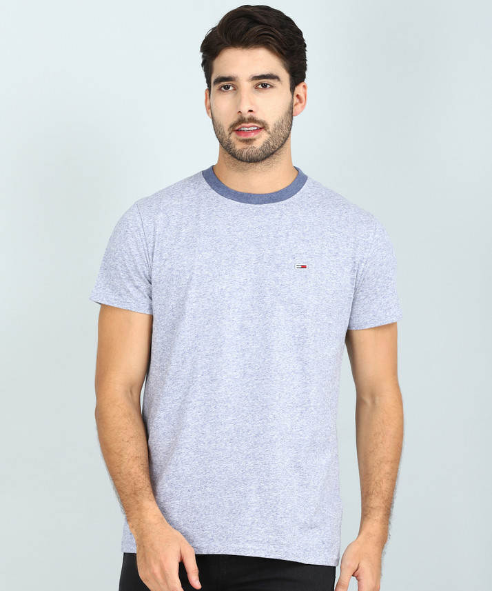 Tommy Jeans Men/'s Contrast Neck Washed T-Shirt Blue