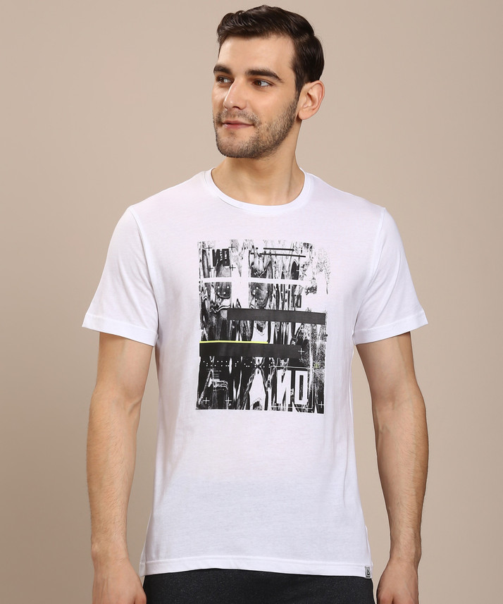 REEBOK Printed Men Round Neck White T 