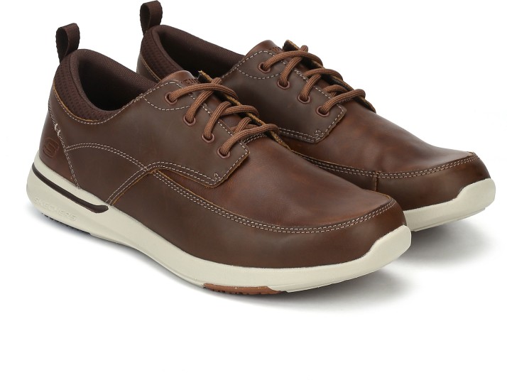 skechers brown leather sneakers