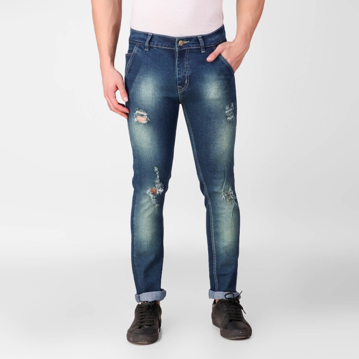 mens ripped zipper jeans