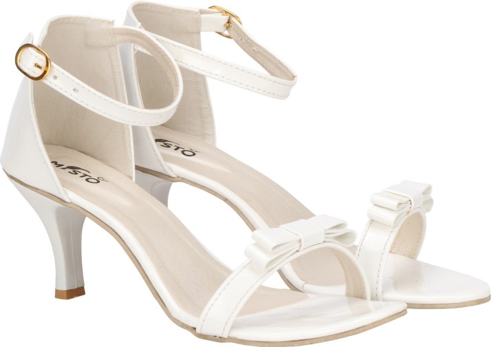 womens white heeled sandals