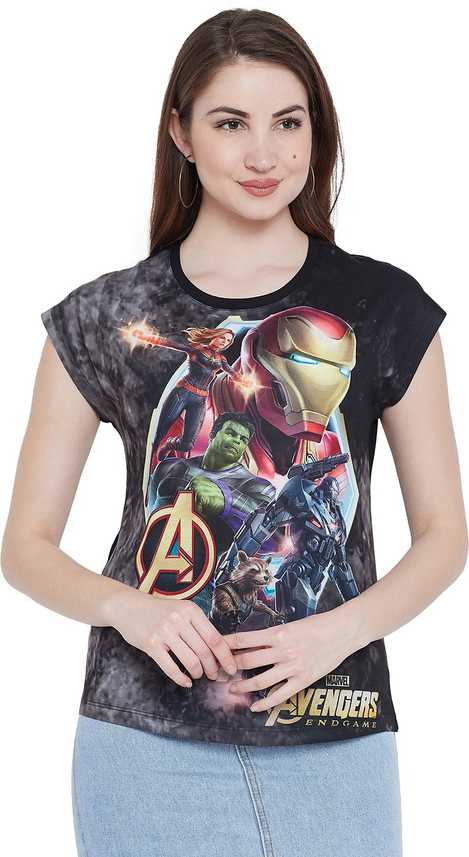 Marvel Avengers Casual Cap Sleeve Printed Women Grey Top Buy Marvel Avengers Casual Cap Sleeve Printed Women Grey Top Online At Best Prices In India Flipkart Com