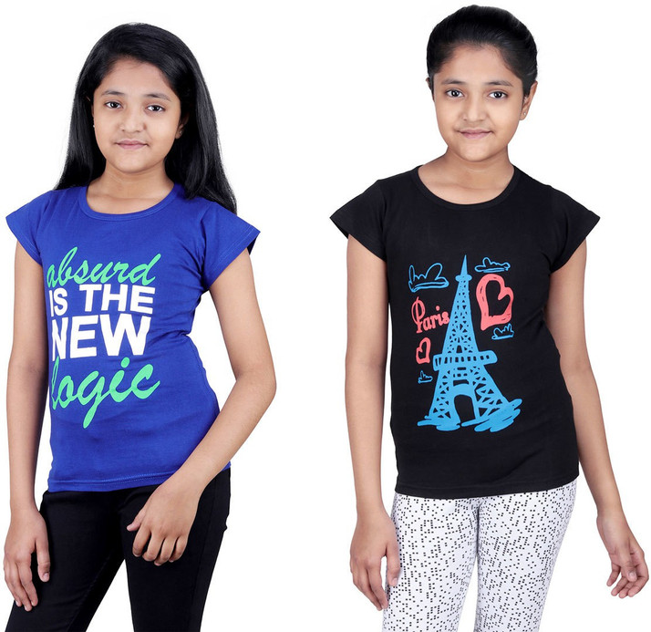 Girls Printed Cotton Blend T Shirt 