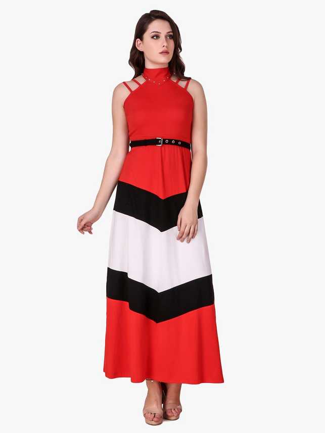 Texco Women Maxi Red Black Dress Buy Texco Women Maxi Red Black Dress Online At Best Prices In India Flipkart Com