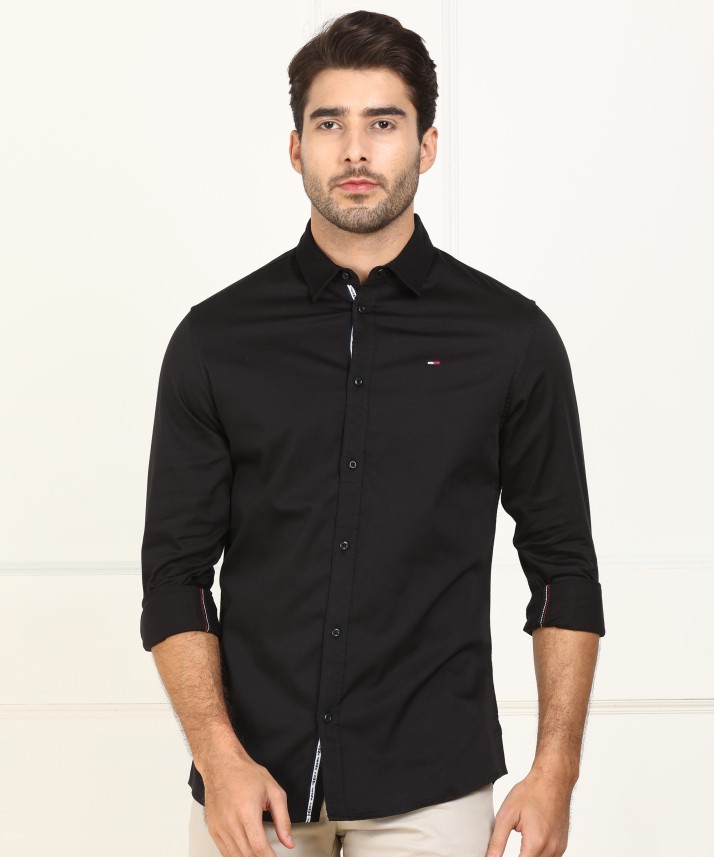 tommy hilfiger mens black shirt