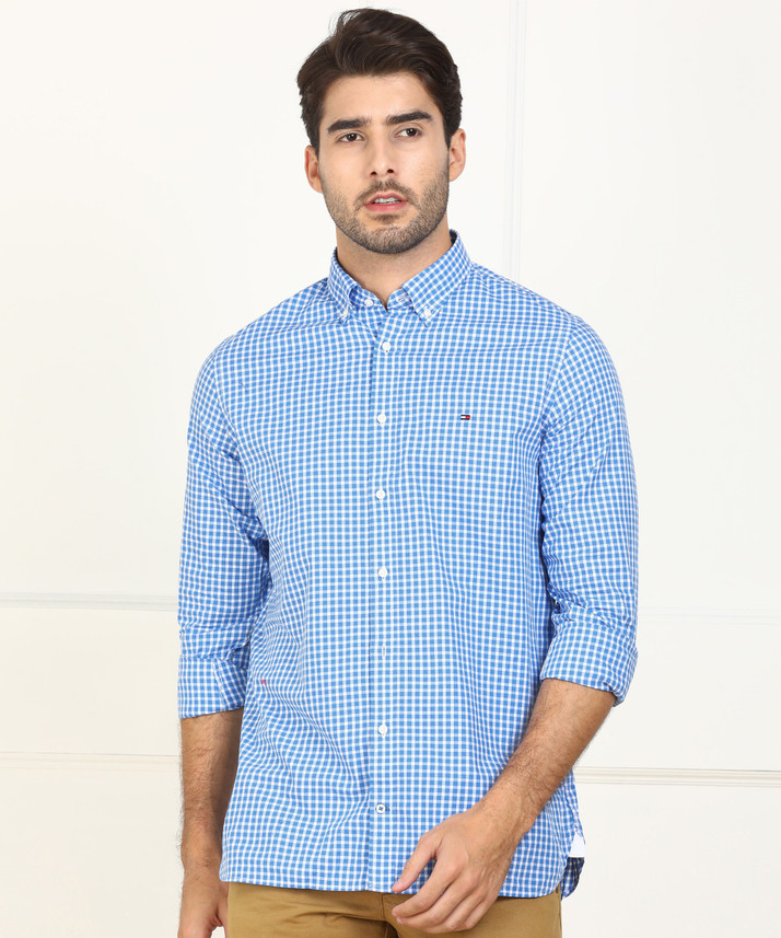 tommy hilfiger blue check shirt
