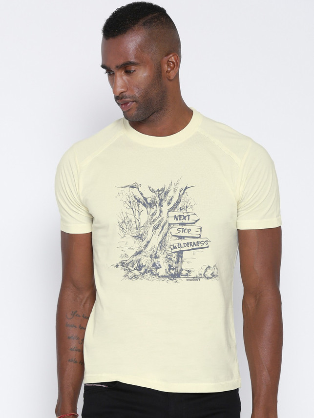 Wildcraft Printed Men Round Neck Beige 