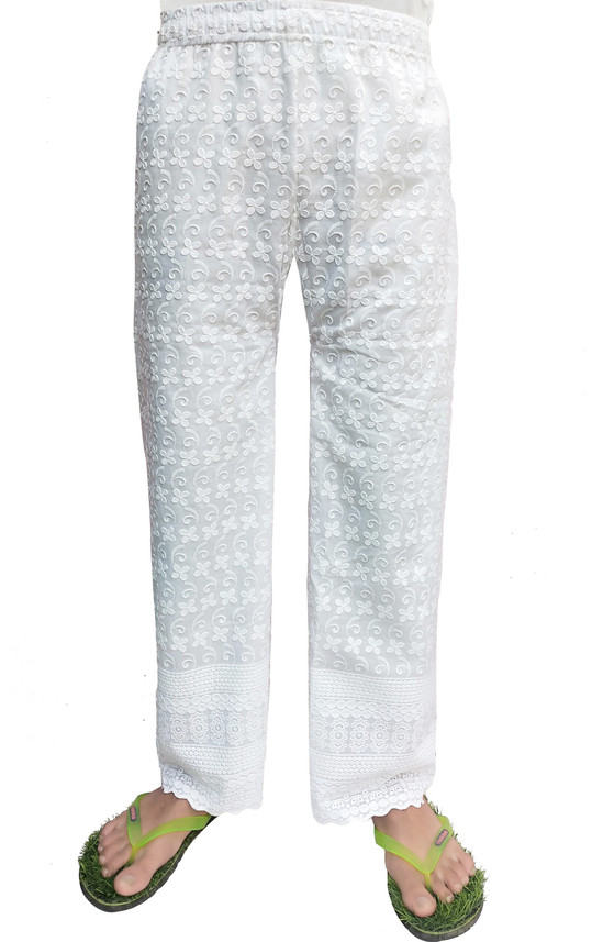 ADJ Regular Fit Women White Trousers 