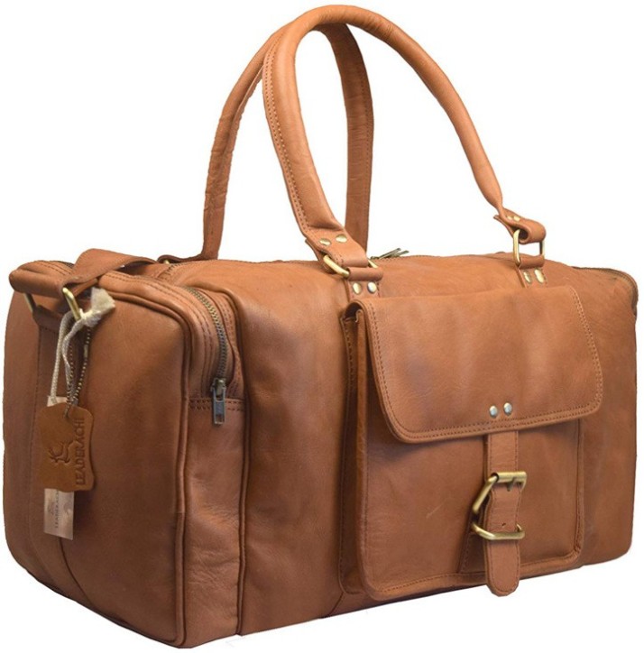 tan duffle bag