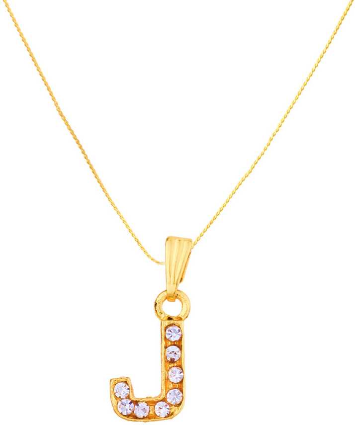 Goldnera Gold Nera J Alphabet Pendant Akshar Name Gold Plated Pendant Necklace For Girls Women Gold Plated Zircon Brass Pendant Price In India Buy Goldnera Gold Nera J Alphabet Pendant Akshar Name Gold