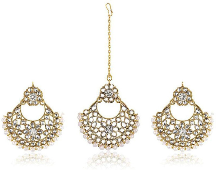 earrings with maang tikka flipkart