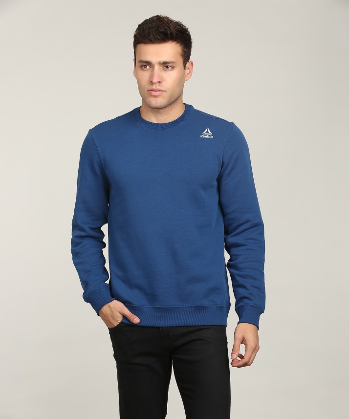 reebok full sleeve solid men sweatshirt