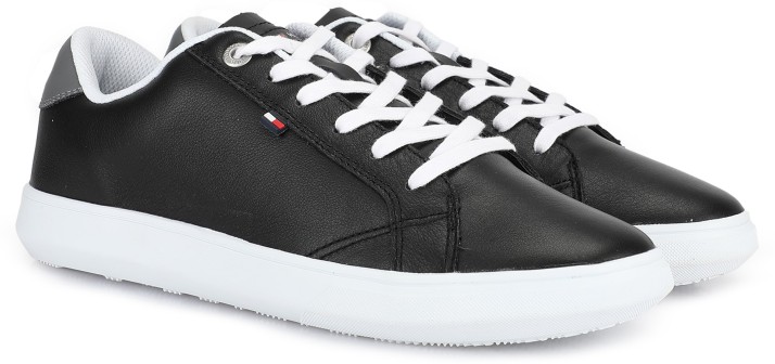 tommy hilfiger leather sneaker black