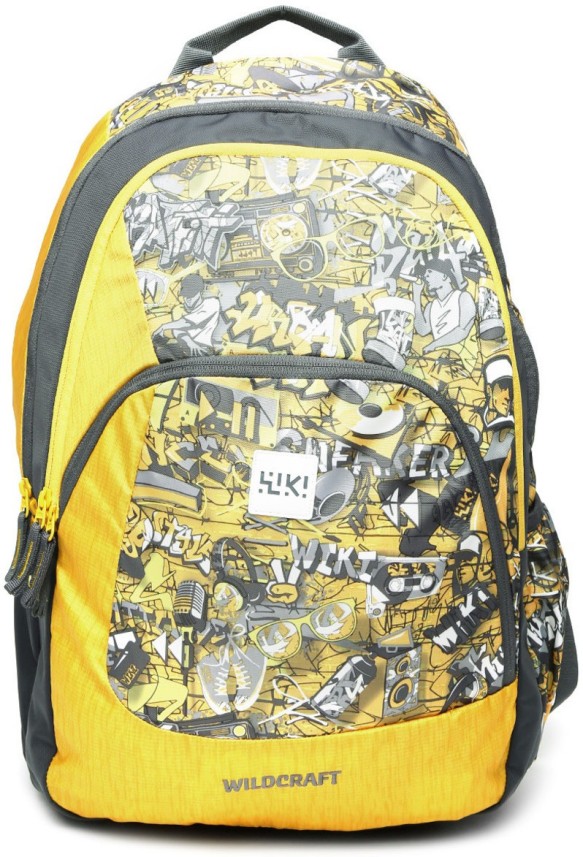 grey and yellow backpack