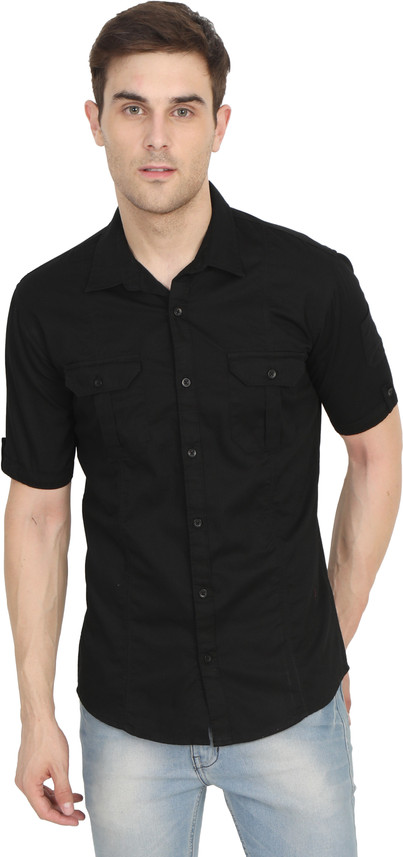 Rope Men Solid Casual Black Shirt - Buy 