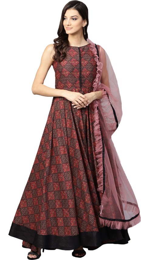 inddus anarkali kurta with dupatta