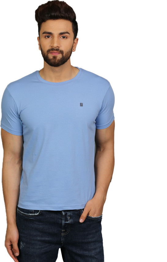 Buy TURMS Solid Men Round or Crew Blue 