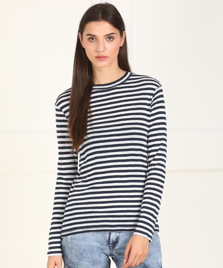 tommy hilfiger blue and white striped sweater