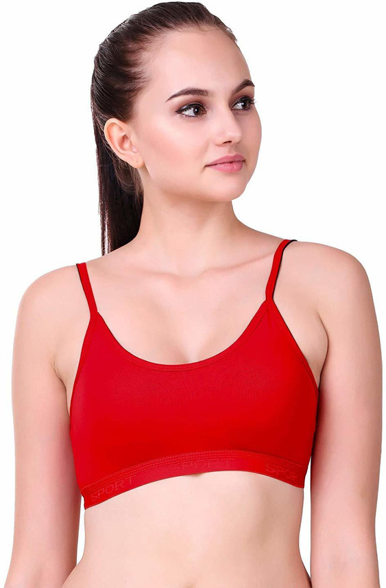 red padded sports bra