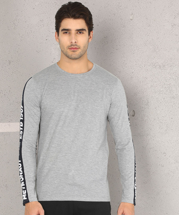 METRONAUT Solid Men Round or Crew Grey 