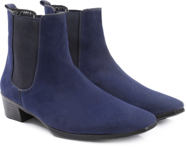 blue suede chelsea boots womens