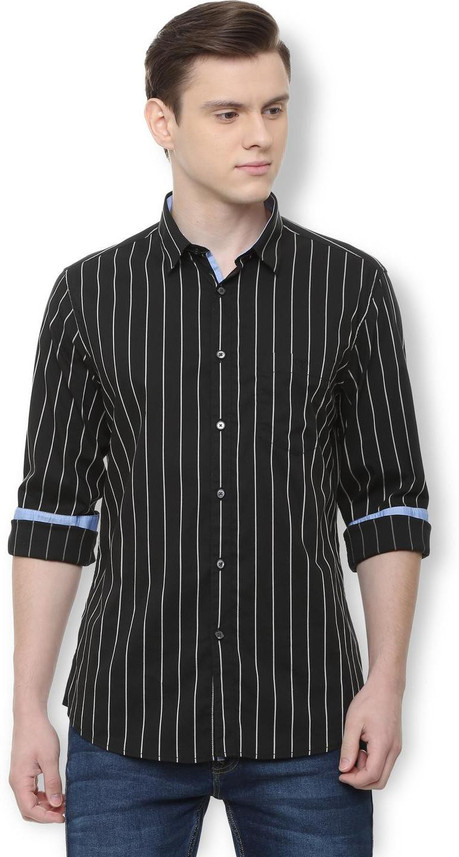 VAN HEUSEN Men Striped Casual Black 