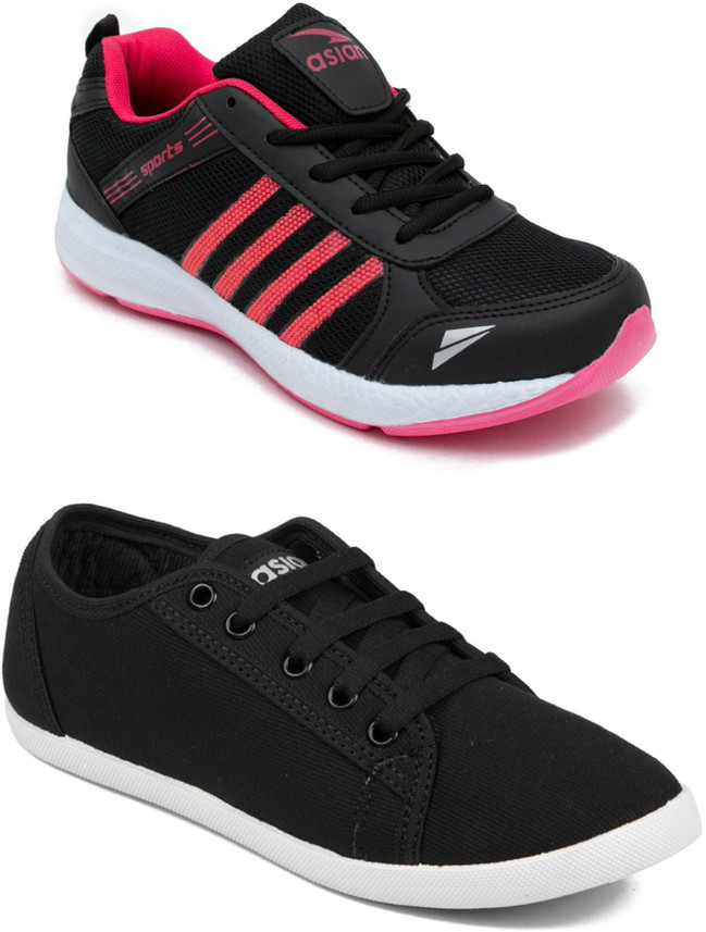 pink and black gym shoes