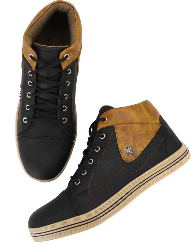 Elentino Men S Casual Stylish High Neck Sneakers Brown Colour Synthetic Leather High Neck Canvas Shoes Light Weight Premium Quality Party Wear Comfortable Shoes For Men Boots For Men Buy Elentino
