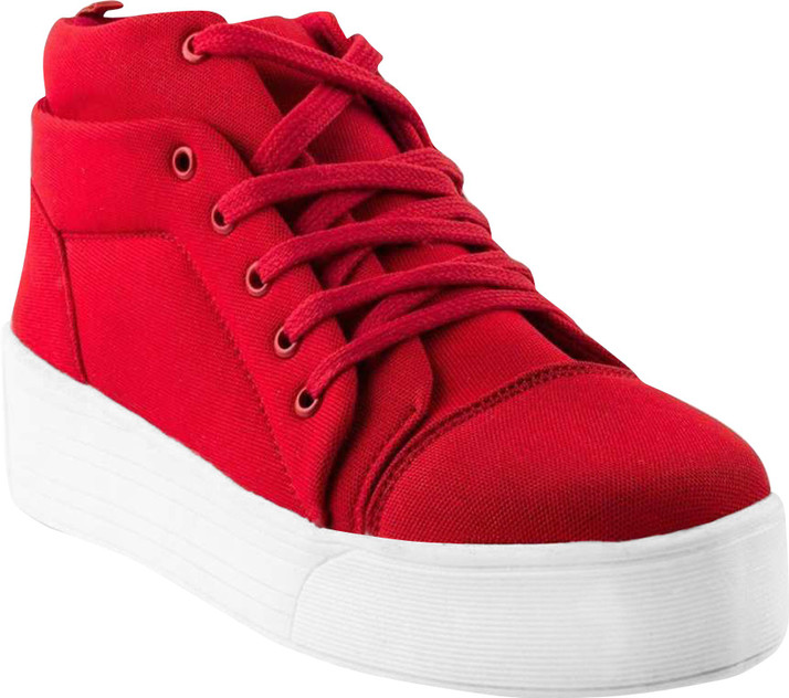 red high ankle shoes