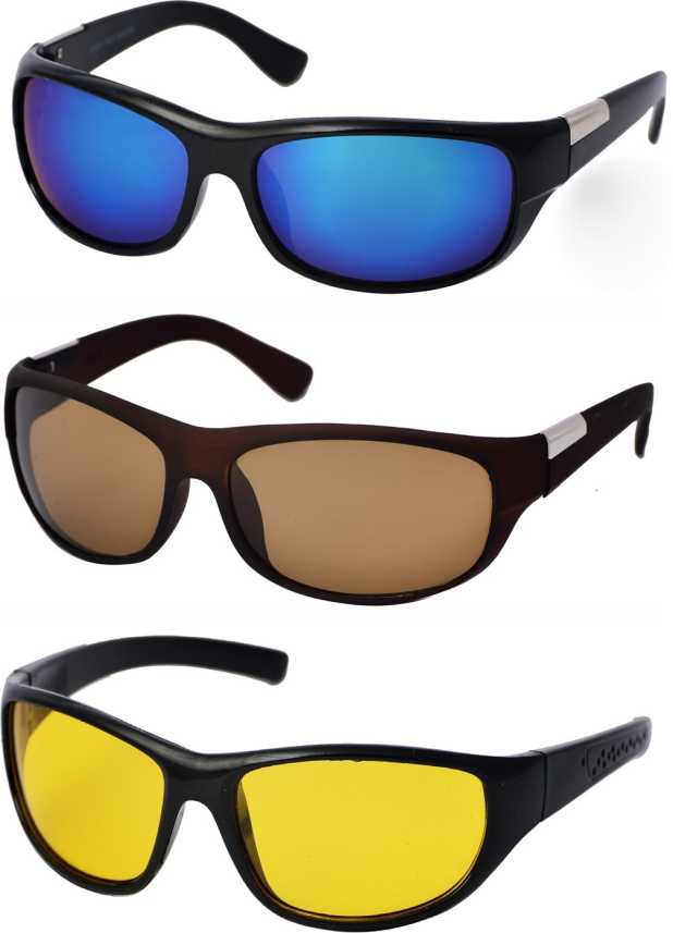 Buy Kytsch Sports Sunglasses Blue Brown Yellow For Men Online Best Prices In India Flipkart Com