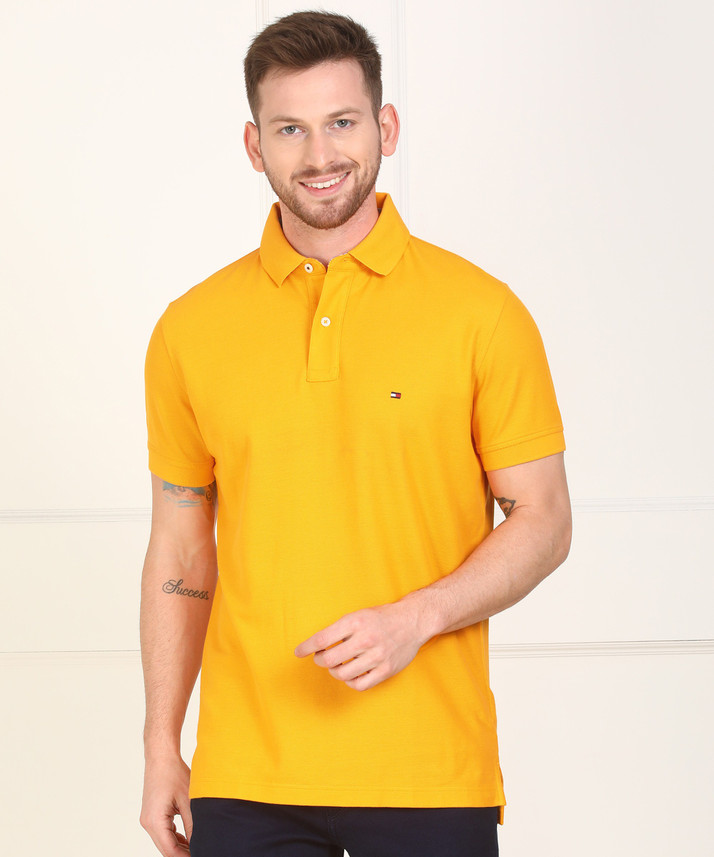 tommy hilfiger yellow polo t shirt
