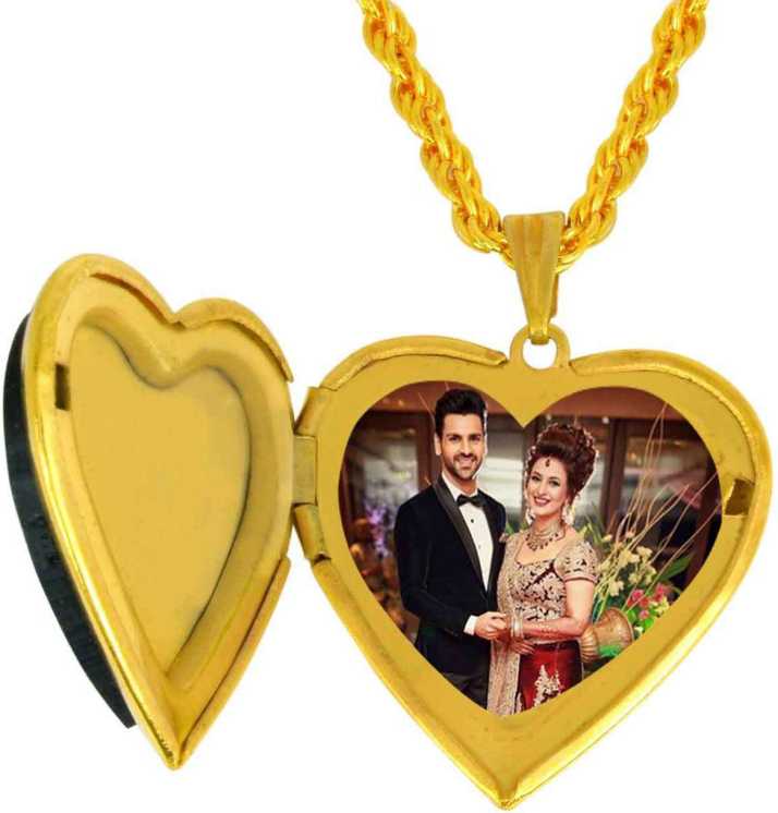 Morvi Gold Plated Alloy Front Mirror Super Finish Heart Shaped Openable Photo Pendant Locket Fashion Necklace Jewellery For Couple Men And Women Gold Plated Brass Pendant Price In India Buy Morvi Gold