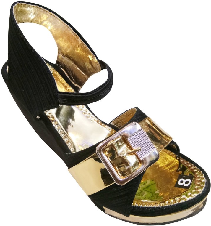 black and gold wedges