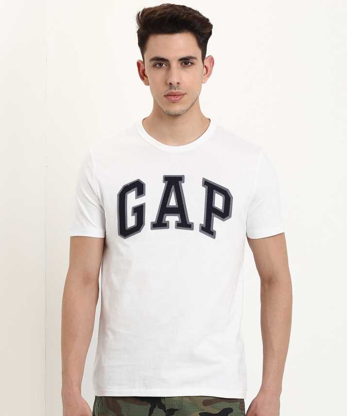 Gap Applique Men Round Neck White T Shirt Buy Gap Applique Men