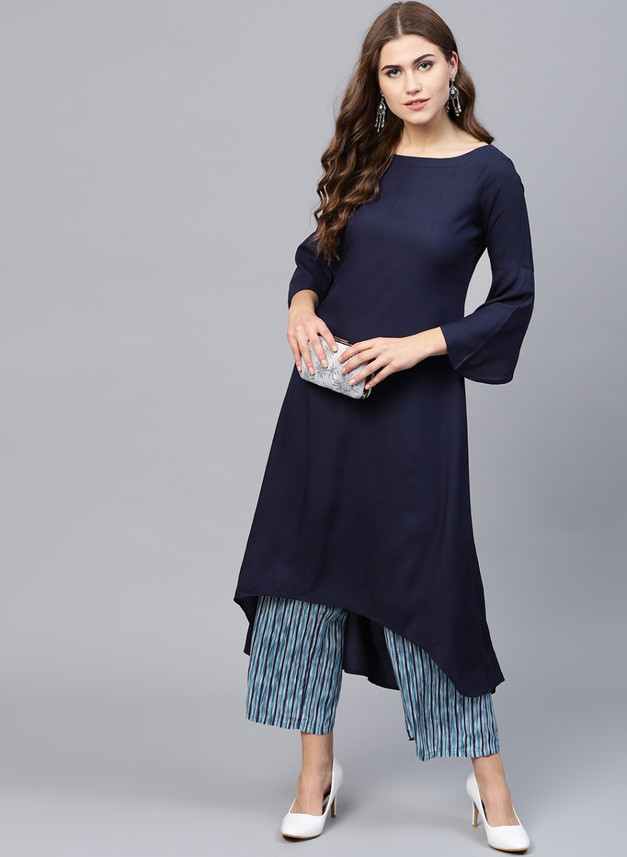 GLAMPUNCH Women Solid High Low Kurta 