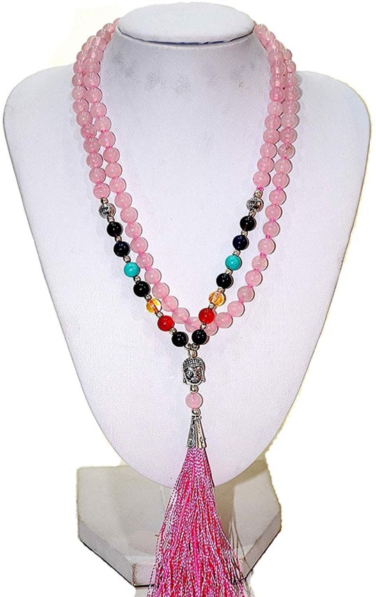 pink quartz crystal necklace