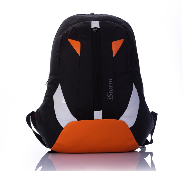 black and orange backpack