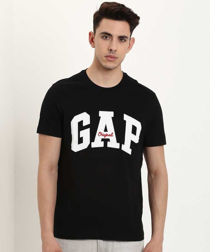 Gap Applique Men Round Neck Black T Shirt Buy Gap Applique Men