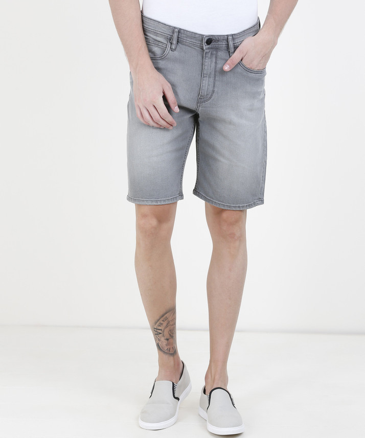 Arrow Jeans Solid Men Grey Denim Shorts 