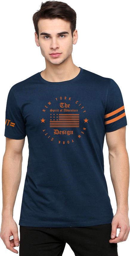 Jump Cuts Printed Men Round Neck 