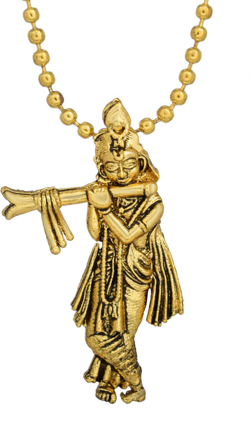Gold Covered Lord Krishna Hindu God Locket