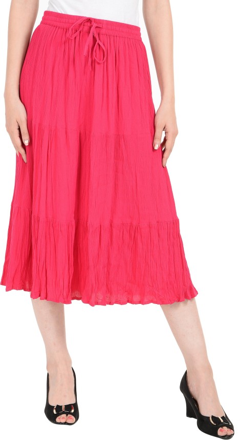 COTTON BREEZE Solid Women Tiered Pink 