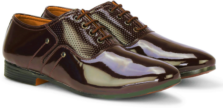 Shining brown formal shoes clearance