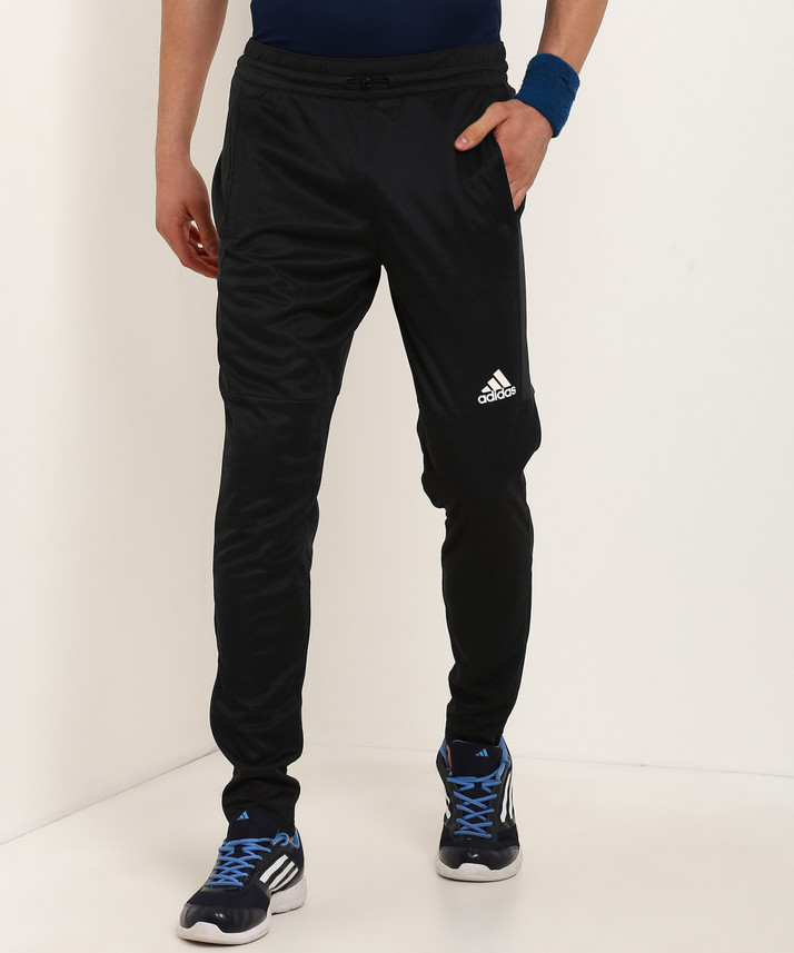adidas solid men's black track pants