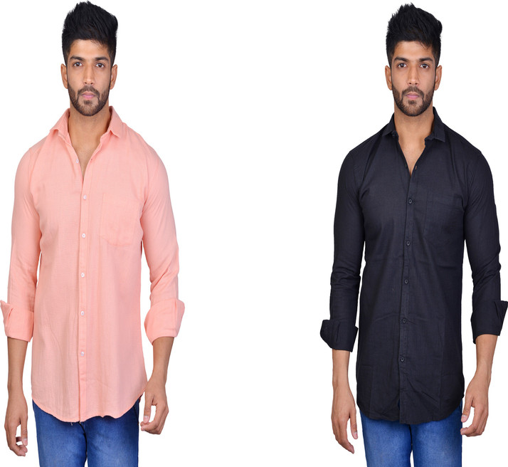 pink shirt black jeans men
