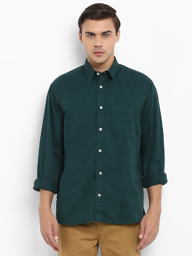 COLORPLUS Men Solid Casual Dark Green 