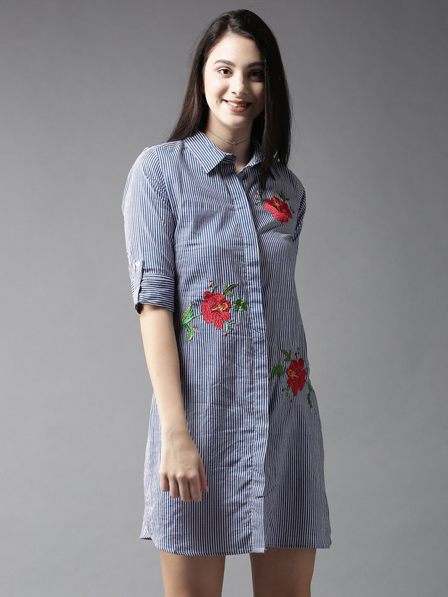 HERE\u0026NOW Women Shirt Blue Dress - Buy 