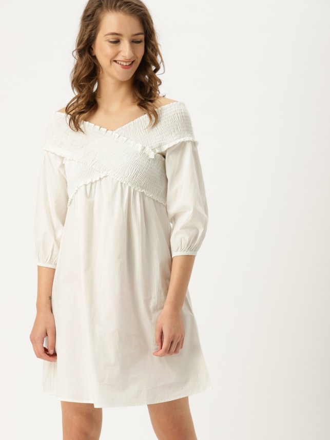 flipkart white dress